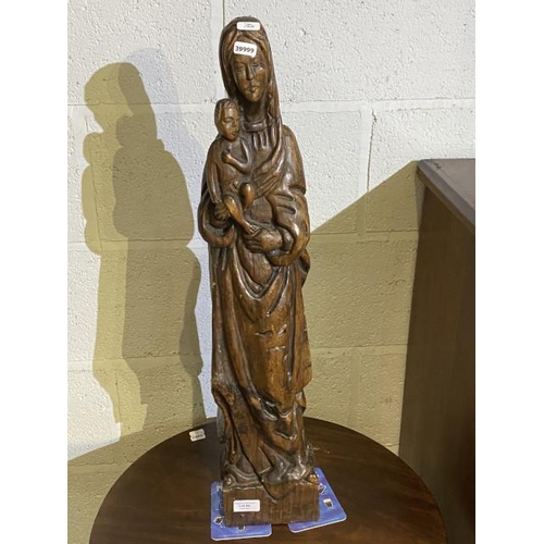 85 - Late 19th century hand carved wooden Madonna 72H