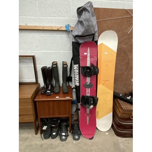 9 - Austrian snow board, Trainblock:56 snow board & a pair of Arrows snowboard boots (no size) etc