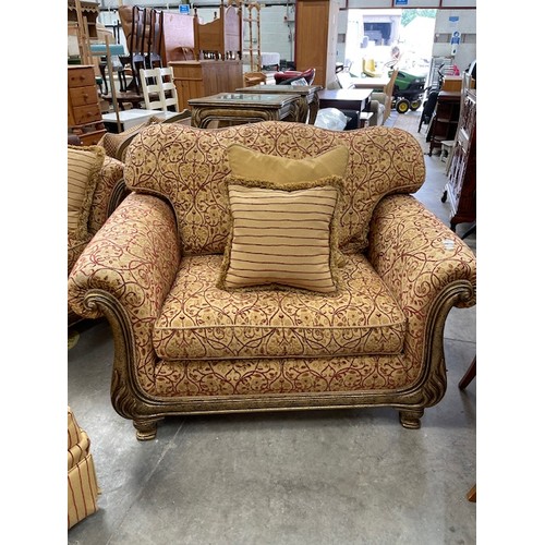 170 - Good quality ‘Duresta’ 3 piece suite (2 armchairs 142W & settee 260W) and 2 box footstools 40H 70W 6... 