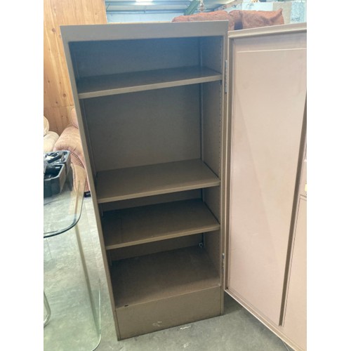 20 - Vickers Armstrongs (Engineers) Limited metal cupboard with shelves to the interior and 2 keys 152H 6... 