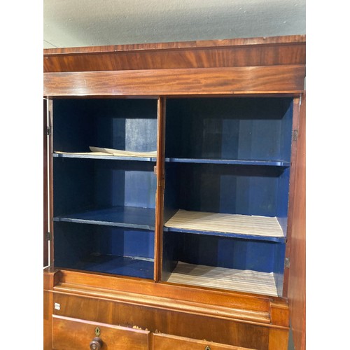 88 - Victorian mahogany linen press with shelves to the interior 215H 117W 59D