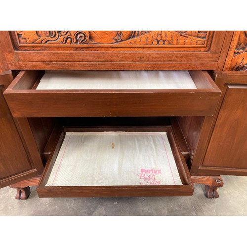 181 - Oriental camphor wood cocktail cabinet 106H 92W 46D