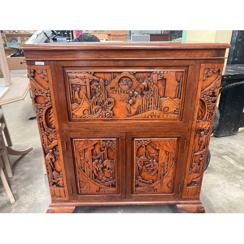 181 - Oriental camphor wood cocktail cabinet 106H 92W 46D