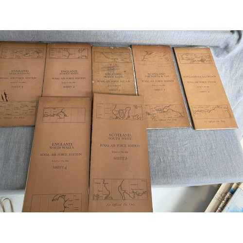 428 - Box of OS maps inc. Army/Air maps, RAF Scotland south west sheet 2, RAF England, North Wales, Rapide... 