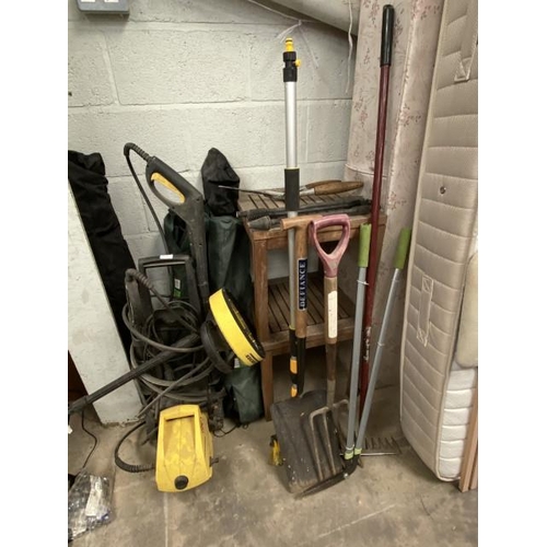 10 - Karcher 300 pressure washer and assorted folding garden chairs etc