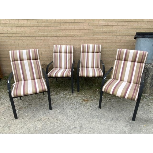 118 - Metal garden chairs with seat pads 58W