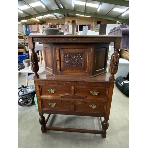 138 - Carved oak court cupboard 132H 92W 49D