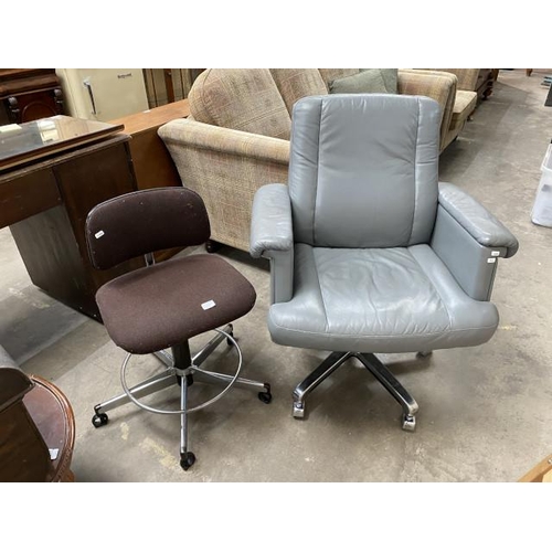 21 - German ‘Sedus” D431-E7 executive chair 80W & a vintage machinists chair