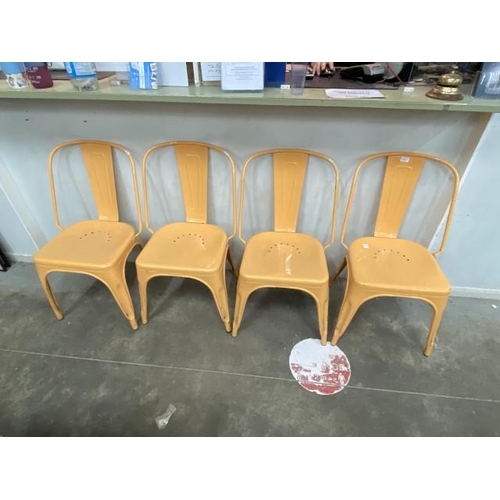 211 - 4 TOLIX metal bistro chairs in yellow