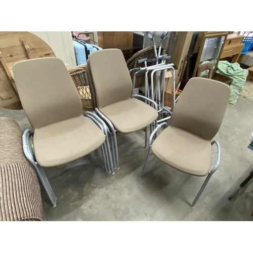 217 - 7 Kinnarps (Sweden) stacking chairs in oatmeal upholstery