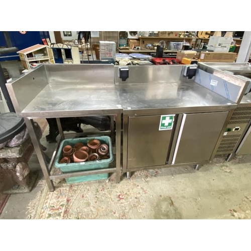 225 - Stainless steel  preparation corner table 109H 75W 75D & ENODIS stainless steel 2 door cupboard 109H... 