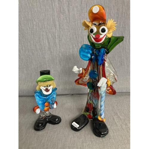 462 - 2 Venetian glass clowns 49cm H & 20H