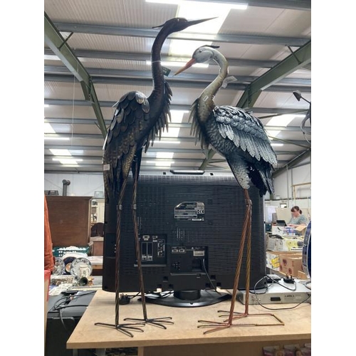 484 - 2 metal garden Herons, NEW 112H & 117H