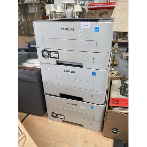 516 - 3 Samsung Xpress M2825ND laser printers (no leads)