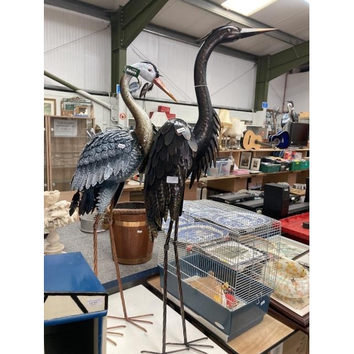 520 - 2 Baker's metal herons (new) 112 and 117 cm H