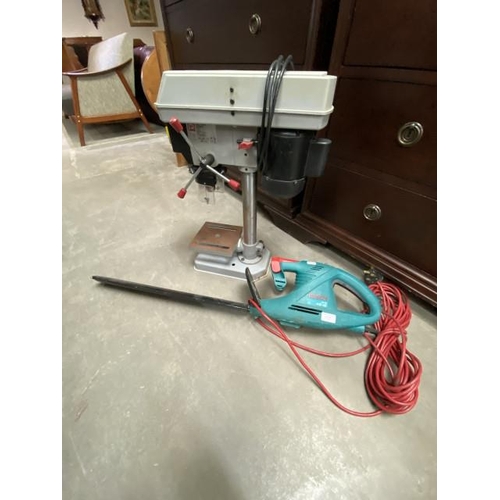 54 - Performance Power PDP350D drill press (350W) & Bosch AHS 48-16 electric hedge cutter