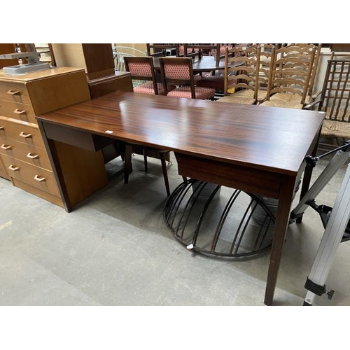 57 - Good quality mahogany desk with 2 drawers 76H 155W 75D