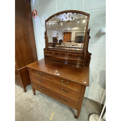 61 - Victorian mahogany inlaid dressing chest by Pratt’s of Bradford 170H 108W 53D