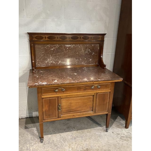 63 - Victorian mahogany inlaid washstand by Pratt’s of Bradford 128H 109W 57D