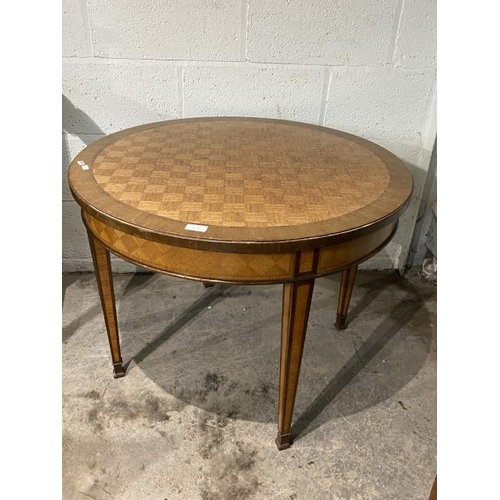 64 - Parquetry occasional table 61H 80cm diameter