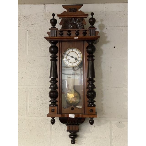 67 - Mahogany Vienna wall clock with pendulum and key 100H 40W 29D