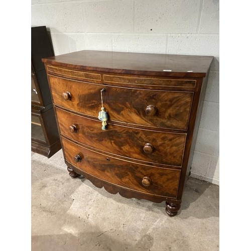 68 - 19th century mahogany bow fronted chest 109H 105W 56D