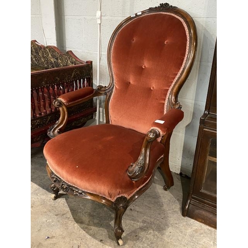 77 - Victorian mahogany armchair  69W