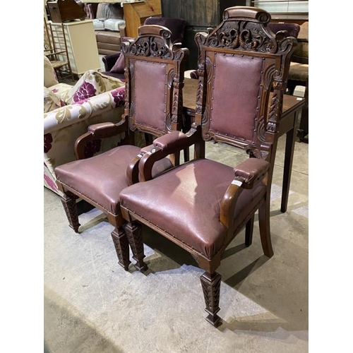 78 - 2 Victorian carved mahogany armchairs 56W