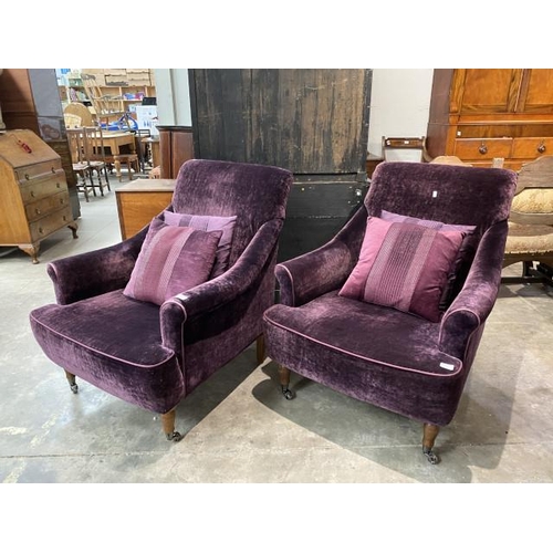 80 - Pair of Barker & Stonehouse Dietrich ‘Davina’ chairs upholstered in Glamour Mulberry velvet fabric 8... 