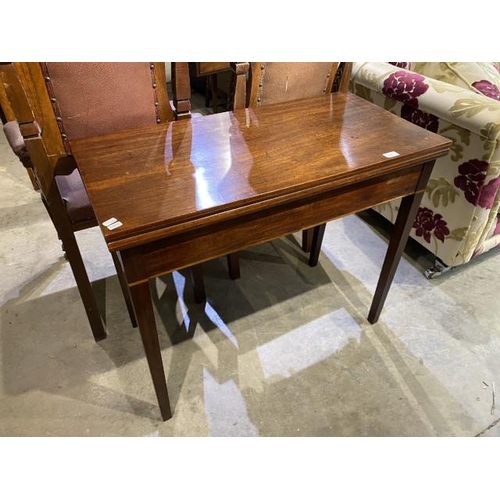 81 - George lll mahogany fold over table 78H 91W 45-90D