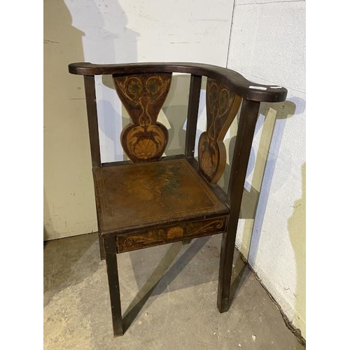 86 - 19th century inlaid oak corner chair 66W