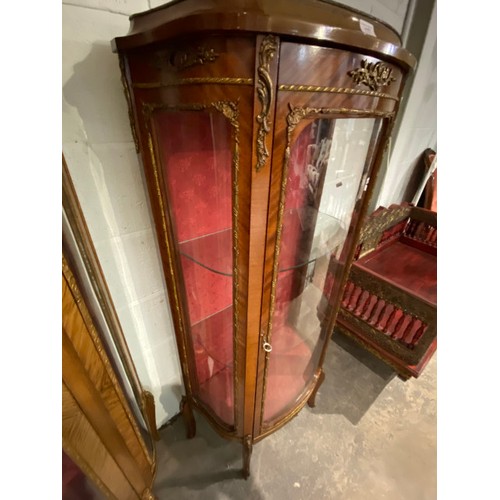 83 - French mahogany ‘Vitrine’ with gilt detailing 143H 67W 35D