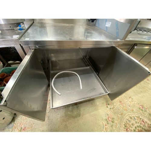 225 - Stainless steel  preparation corner table 109H 75W 75D & ENODIS stainless steel 2 door cupboard 109H... 