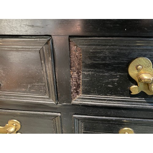 89 - 18th century and later ebonised and oak-lined cabinet on stand with 14 drawers 153H 106W 98D