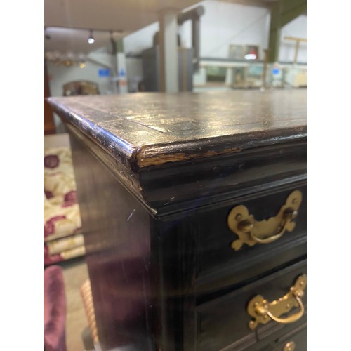 89 - 18th century and later ebonised and oak-lined cabinet on stand with 14 drawers 153H 106W 98D