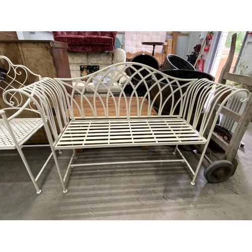 104 - Ascalon 'Kings' metal folding garden bench in cream 145W (NEW)