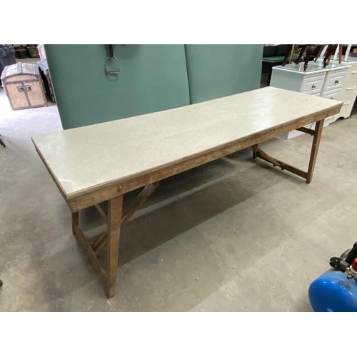 106 - Folding trestle table 63H 185W 61D