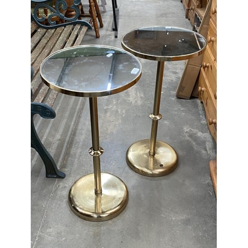 112 - 2x PD Global mirrored gilt occasional tables 73H 38cm diameter (NEW) as found