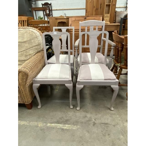 121 - 4 hand painted dining chairs including one carver