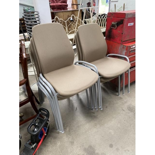 129 - 7 Kinnarps (Sweden) stacking chairs in oatmeal upholstery