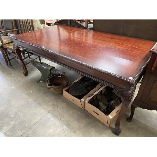 14 - Victorian style mahogany dining table with ball and claw feet 74H 190W 104D