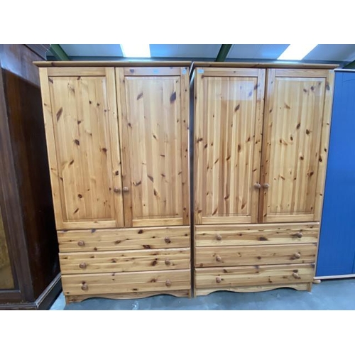 153 - 2x pine 2 door/3 drawer wardrobes 178H 103W 59D