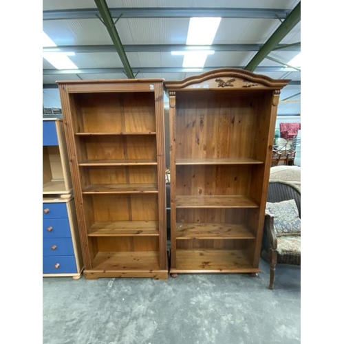 155 - 2 pine bookcases 179H 83W 29D & 184H 94W 37D