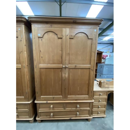 178 - Good quality pine 2 door/3 drawer wardrobe (splits for transportation) 210H 125W 55D