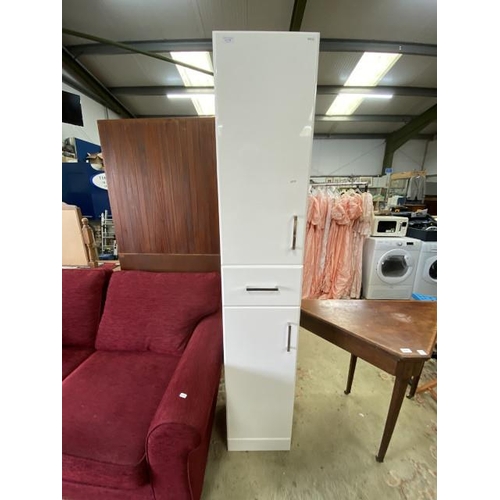 198 - White gloss bathroom cabinet 190H 35W 30D