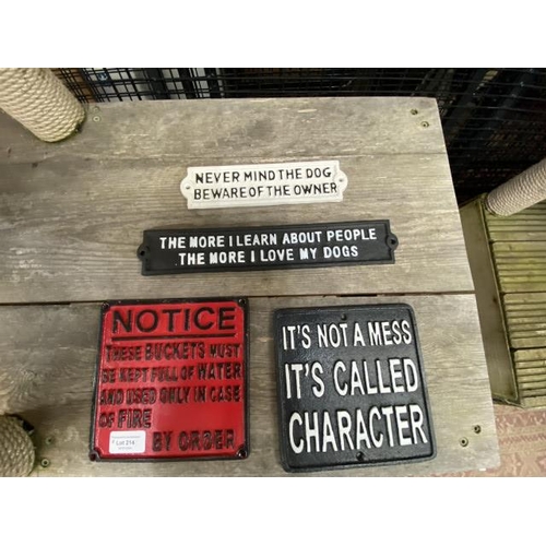 214 - 4 assorted cast signs