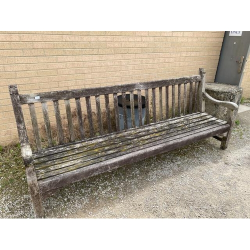 230 - Weathered teak garden bench 244W