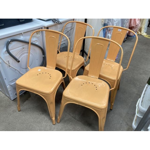 232 - 4 TOLIX metal bistro chairs in yellow