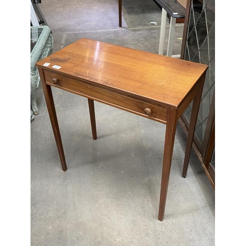 25 - Mid century teak single drawer hall table 72H 68W 35D