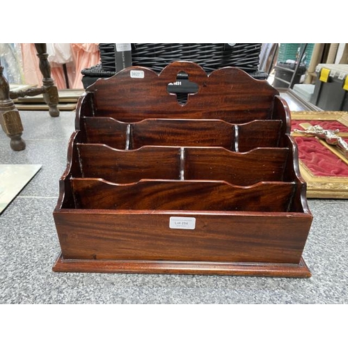 254 - Mahogany letter rack 41W 25H 24D